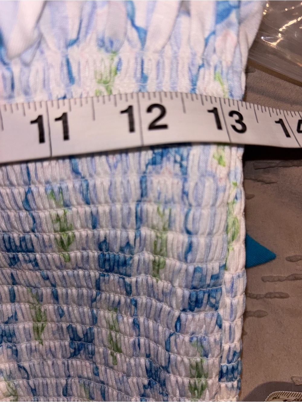 Cottagecore Blue Floral Bow Strap Smocked Dress Size L Abby & Evie Midi Sundress - Picture 5 of 6